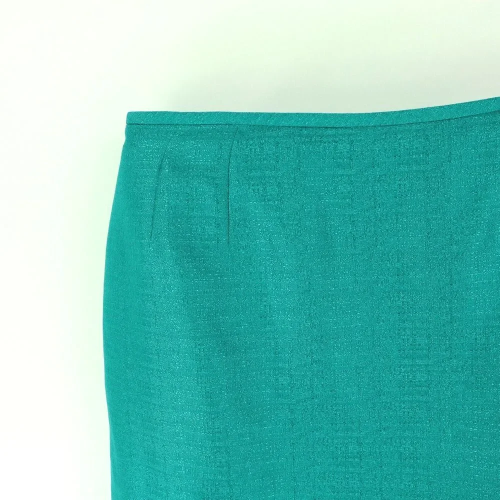Le Suit Pencil Skirt Womens Size 10P Green Shimmery Sparkles Lined Zip‎ Closure